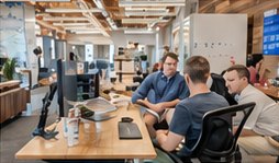 Team collaborating in the office